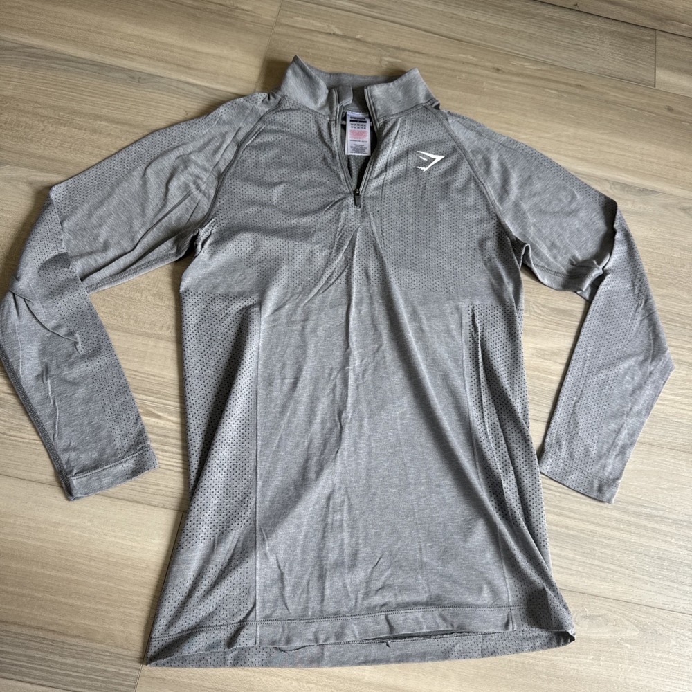 Gymshark Vital 1/4 Zip Pullover Seamless Vented Gray Gym Train Mock Mens Small